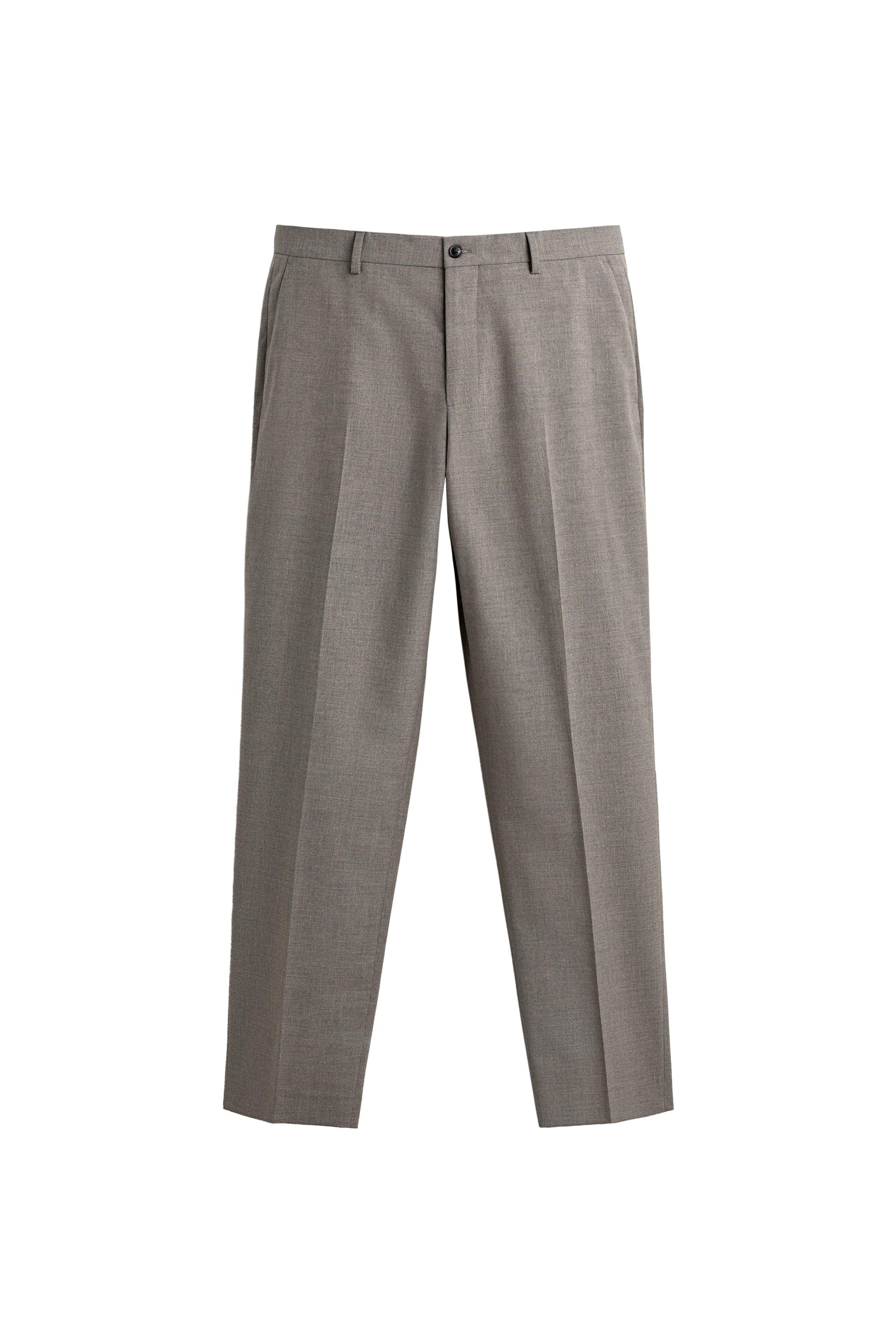 REGULAR FIT TEXTURED SUIT PANTS